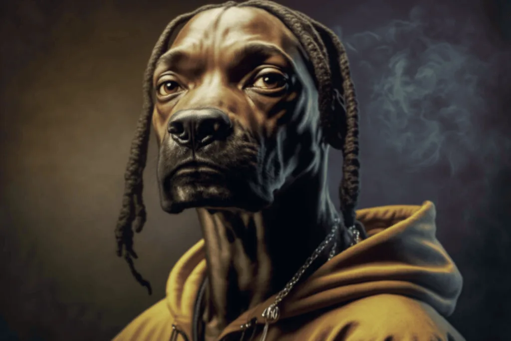 Generative AI example of what snoop dog might look like if he turned into a dog.
